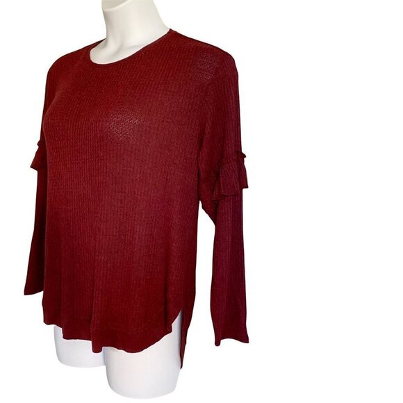 Democracy Long Sleeve Maroon Top Womens Large - Picture 1 of 11